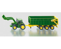 JD tractor en voorlader+aanhanger (1:87)