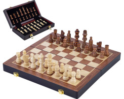 Inklapbaar schaakspel, essenhout 38x19,5cm