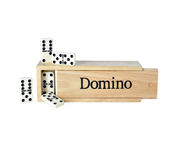 Dominospel (Dubbel 6) in houten kistje