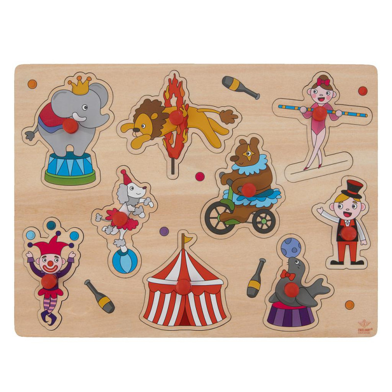 Houten knoppuzzel klein (circus)