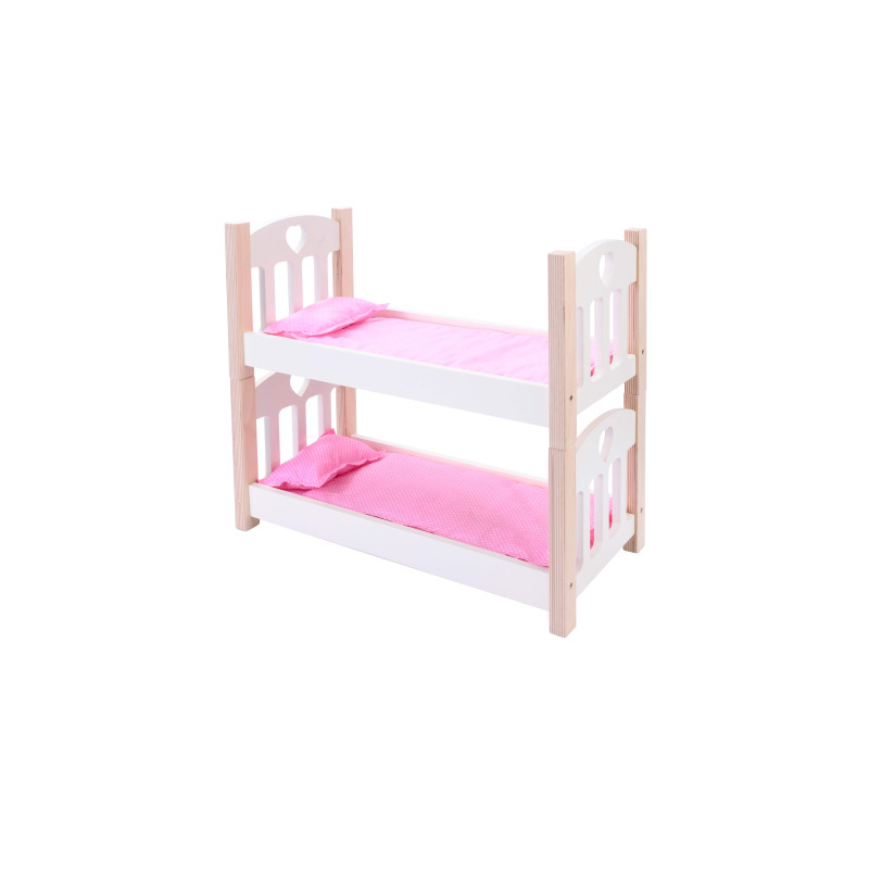 Poppen stapelbed roze/wit
