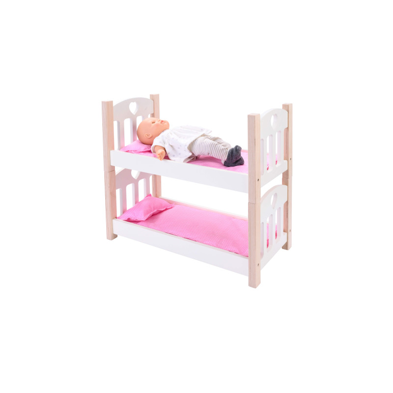 Poppen stapelbed roze/wit