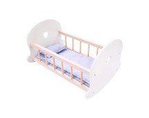 Poppen schommelbed grijs/wit