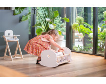 Poppen schommelbed grijs/wit