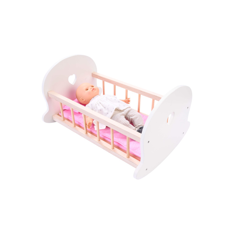 Poppen schommelbed roze/wit Poppen schommelbed roze/wit