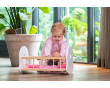 Poppen schommelbed roze/wit Poppen schommelbed roze/wit