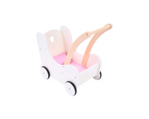 Poppen loopwagen roze/wit