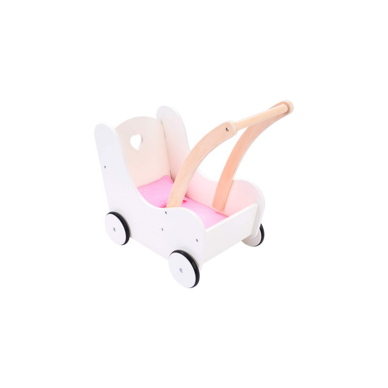 Poppen loopwagen roze/wit