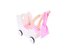 Poppen loopwagen roze/wit