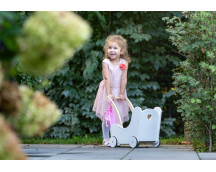 Poppen loopwagen roze/wit