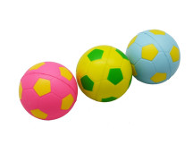 Mixballen, soft foam (blauw,roze,geel met voetbalprint)