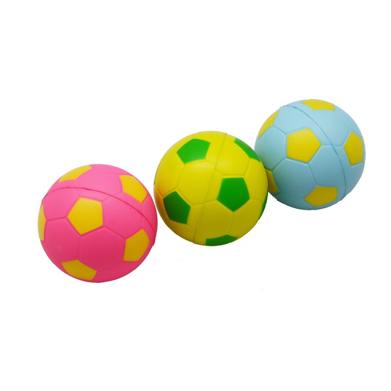 Mixballen, soft foam (blauw,roze,geel met voetbalprint)
Mixballen, soft foam (blauw,roze,geel met voetbalprint)