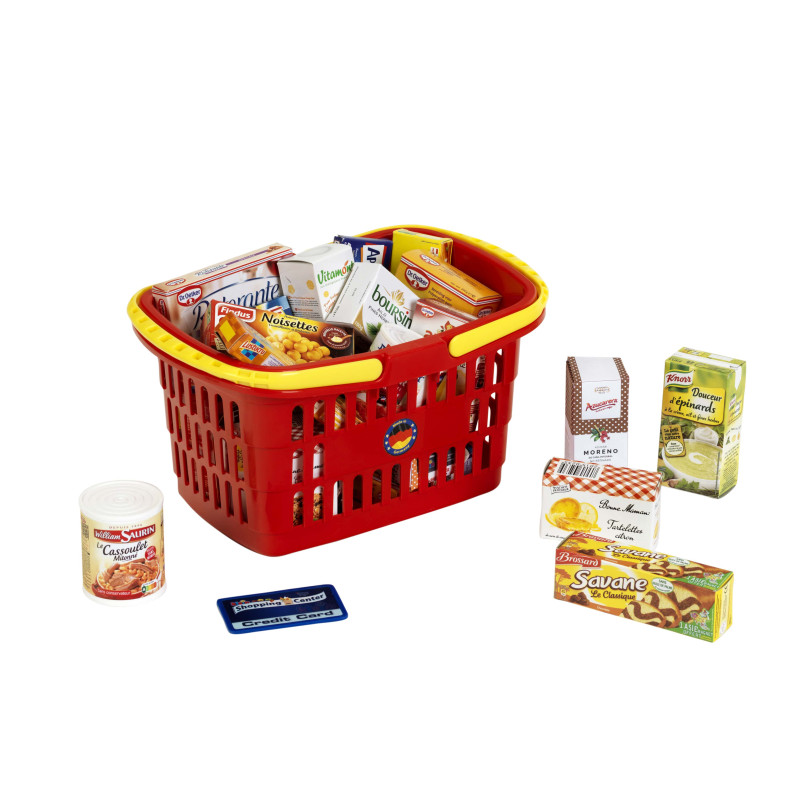 Winkelmand plastic met Franse producten Winkelmand plastic met Franse producten