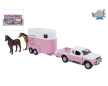 Mitshubishi met paardentrailer roze