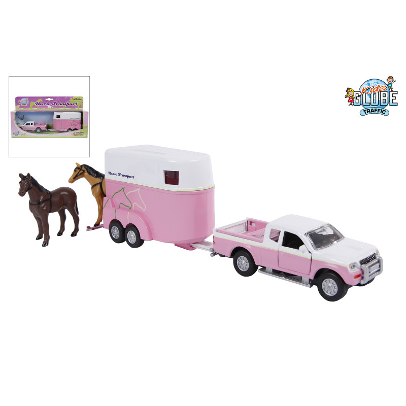 Mitshubishi met paardentrailer roze Mitshubishi met paardentrailer roze