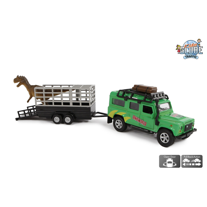 Land Rover met dino-trailer Land Rover met dino-trailer