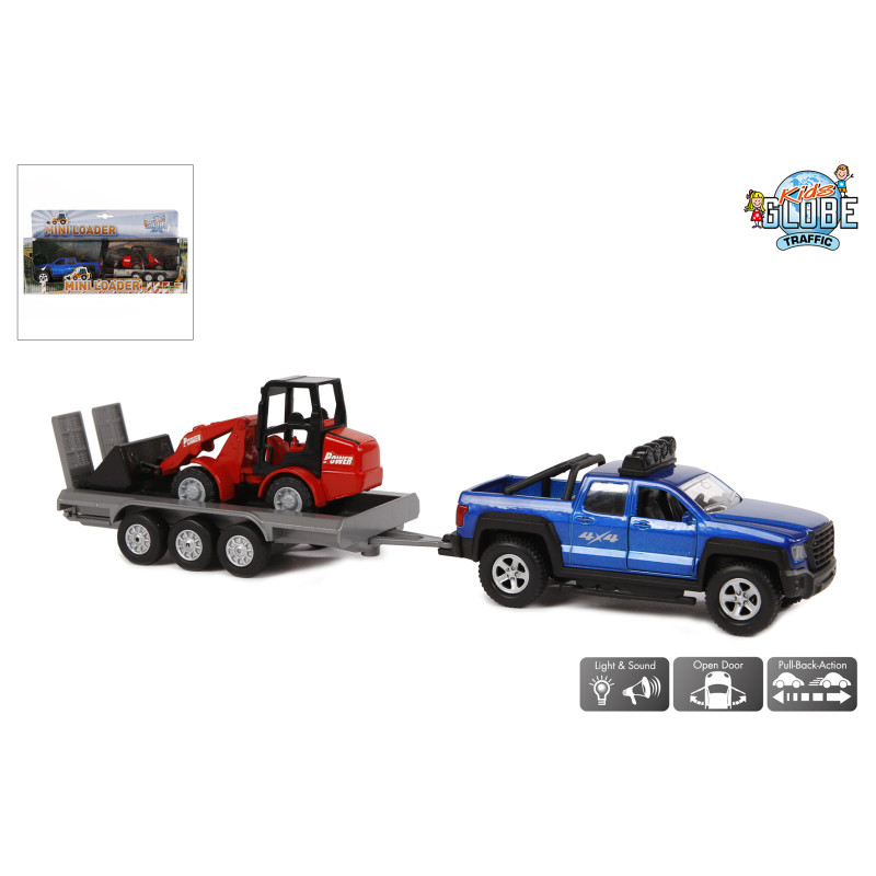 Terreinwagen met aanhanger en shovel Terreinwagen met aanhanger en shovel