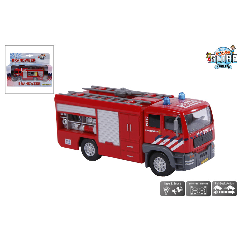 Brandweerauto met spuit, licht en geluid Brandweerauto met spuit, licht en geluid