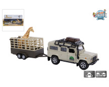 Land Rover met giraffe-trailer