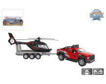 Terreinwagen met trailer en helikopter (35 cm)