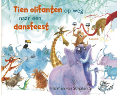 Tien olifanten op weg naar een dansfeest