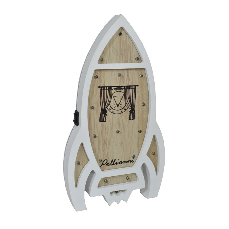 Houten LED-tafellamp raket