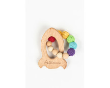 Houten rammelaar raket (regenboog)