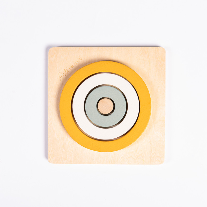 Houten ronde puzzel (mosterdgeel) Houten ronde puzzel (mosterdgeel)