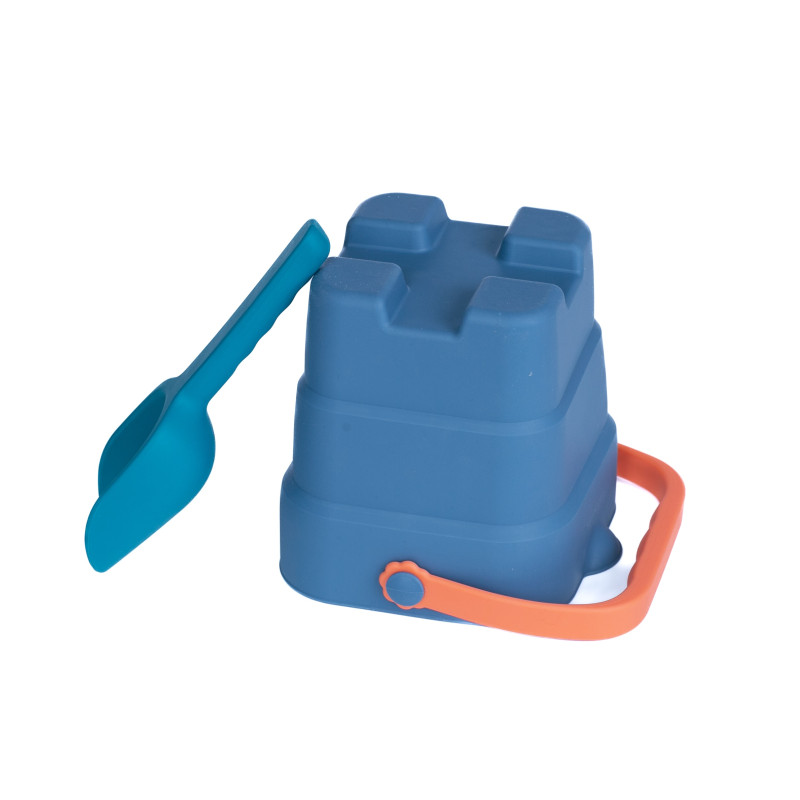 Siliconen opvouwbare emmer (blauw) + schep Siliconen opvouwbare emmer (blauw) + schep