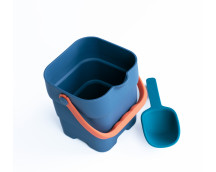 Siliconen opvouwbare emmer (blauw) + schep Siliconen opvouwbare emmer (blauw) + schep