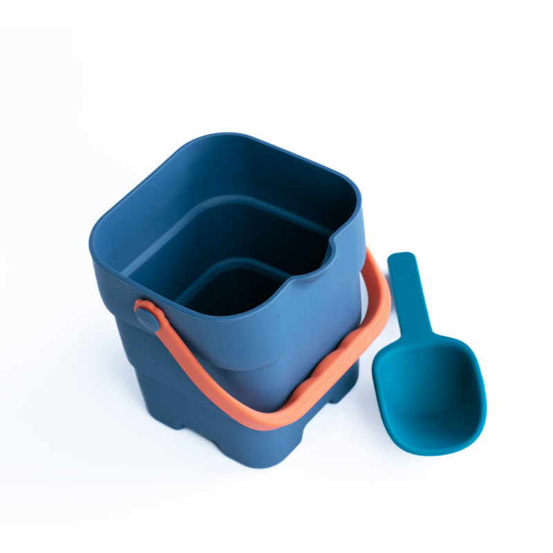 Siliconen opvouwbare emmer (blauw) + schep Siliconen opvouwbare emmer (blauw) + schep