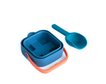 Siliconen opvouwbare emmer (blauw) + schep Siliconen opvouwbare emmer (blauw) + schep