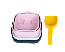 Siliconen opvouwbare emmer (roze) + schep Siliconen opvouwbare emmer (roze) + schep