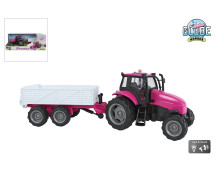 Tractor met aanhanger die cast licht geluid roze 25cm 2025