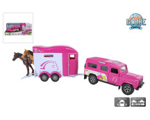 Landrover met paardentrailer roze