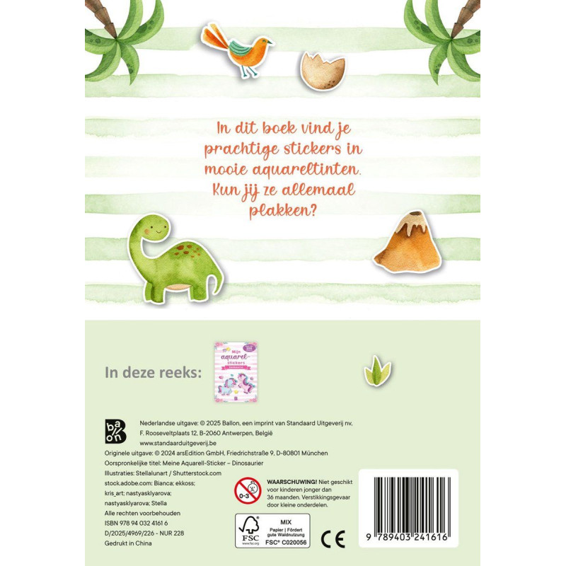 Mijn aquarelstickers dinosauriërs Mijn aquarelstickers dinosauriërs