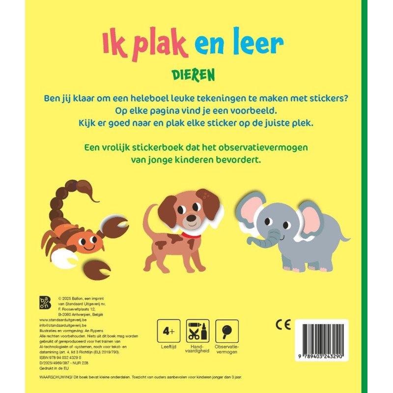 Ik plak en leer: Dieren (4-5 jaar) Ik plak en leer: Dieren (4-5 jaar)
