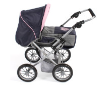 Poppenwagen Leni combi (donkerblauw met hartje) Poppenwagen Leni combi (donkerblauw met hartje)