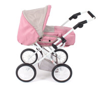 Poppenwagen Leni combi (roze/taupe/beer) Poppenwagen Leni combi (roze/taupe/beer)