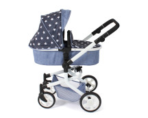Poppenwagen Mika combi (navy sterren) Poppenwagen Mika combi (navy sterren)