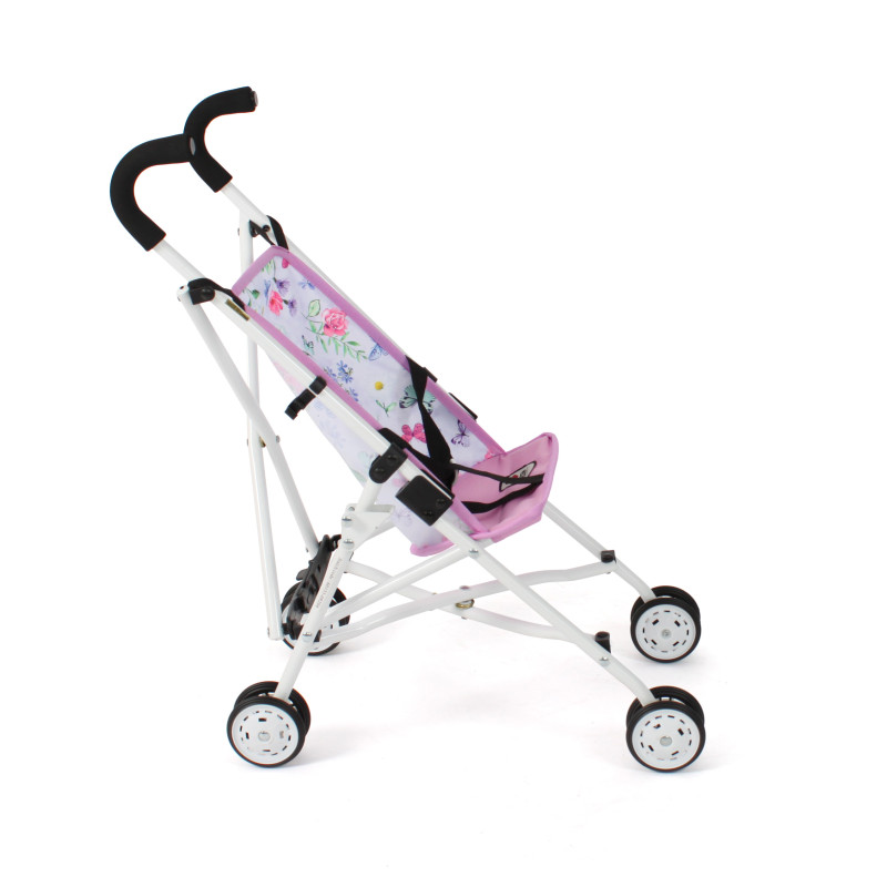Poppenbuggy Roma (bloemen wit/roze) Poppenbuggy Roma (bloemen wit/roze)