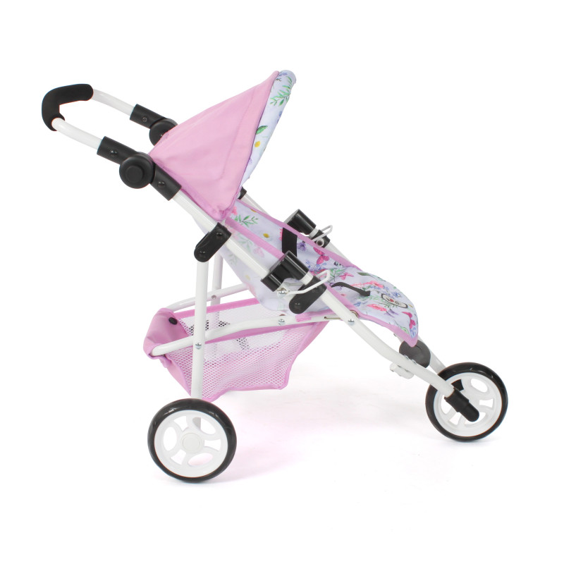 Poppenbuggy jogging Lola (bloemen wit/roze) Poppenbuggy jogging Lola (bloemen wit/roze)