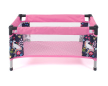 Poppenreisbed (eenhoorn donkerblauw/roze) Poppenreisbed (eenhoorn donkerblauw/roze)