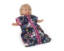 Poppenslaapzak (eenhoorn donkerblauw/roze) Poppenslaapzak (eenhoorn donkerblauw/roze)