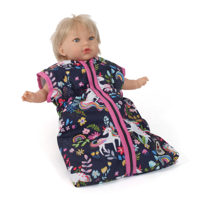 Poppenslaapzak (eenhoorn donkerblauw/roze) Poppenslaapzak (eenhoorn donkerblauw/roze)