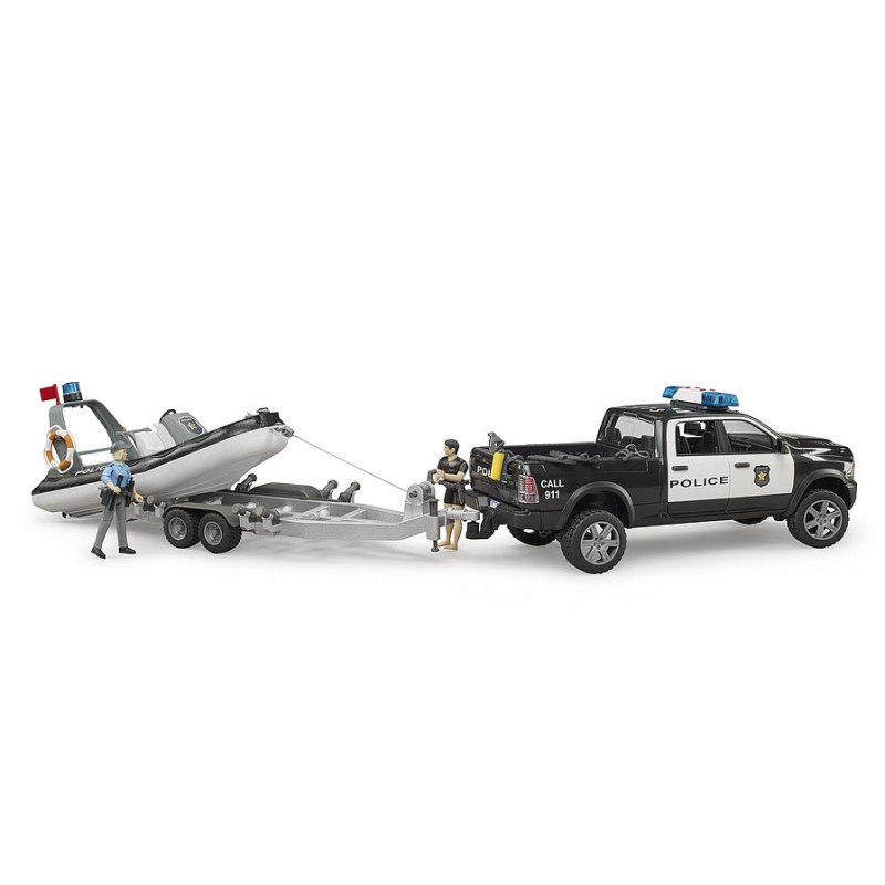 RAM 2500 politietruck met boot + trailer + 2 figuurtjes RAM 2500 politietruck met boot + trailer + 2 figuurtjes