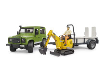 Landrover m.aanh. en JCB bagger