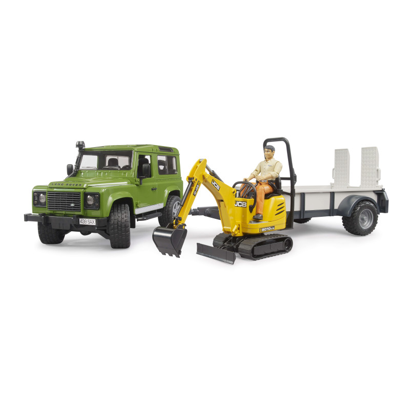 Landrover m.aanh. en JCB bagger