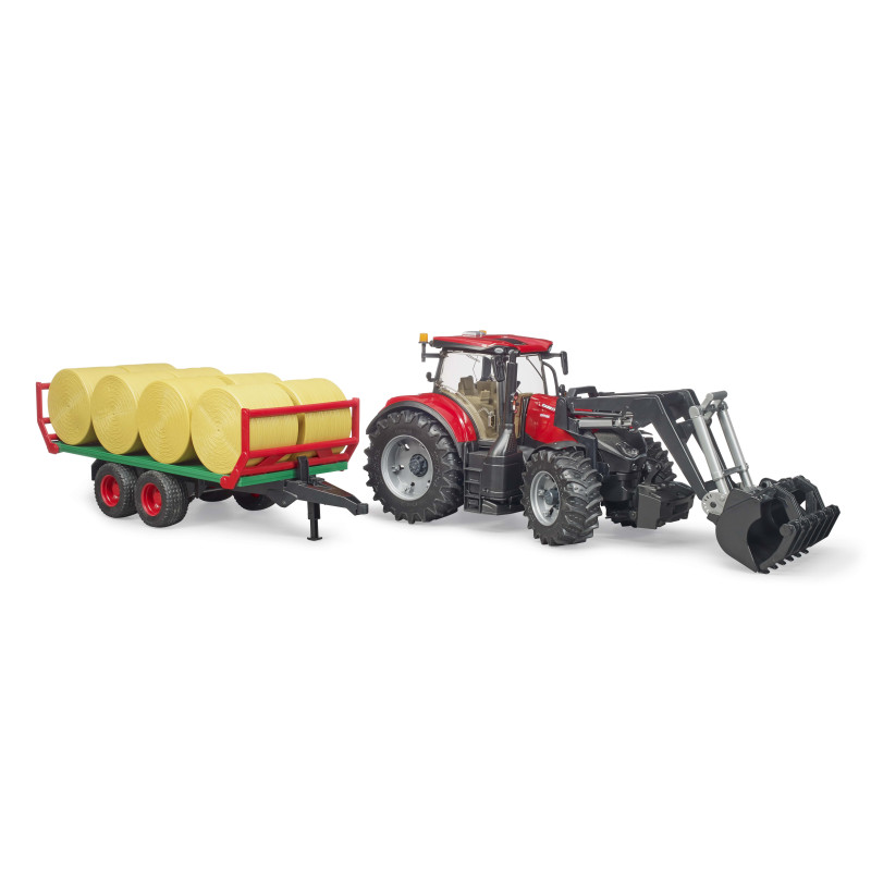 Tractor Case IH Optum 300 CVX met voorlader en balentransporter Tractor Case IH Optum 300 CVX met voorlader en balentransporter