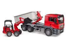 MAN TGS met rolcontainer en Schaffer compacte lader 2630 MAN TGS met rolcontainer en Schaffer compacte lader 2630